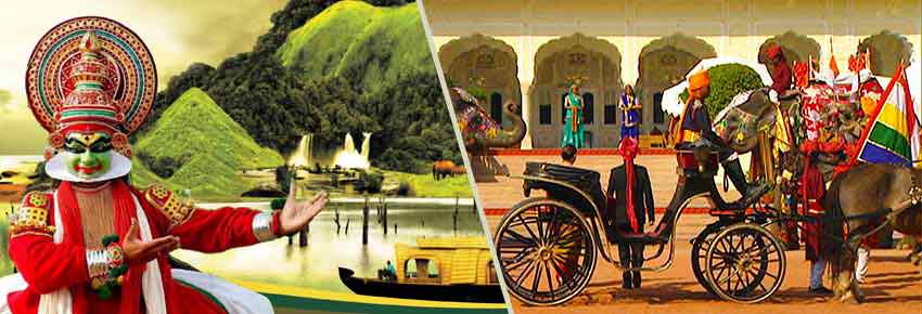 24 Nights and 25 Days
 Customize Now This tour is as per your convenience. You are completely free to choose car, hotel, places to visit, and activities as per your wish and comfort. Or you may also follow the suggested itinerary to help you plan your trip.

  
Delhi (2N)
Agra (1N)
Jaipur (2N)
Mandawa (1N)
Bikaner (1N)
Jaisalmer (1N)
Sam Sand Dunes (1N)
Jodhpur (3N)
Udaipur (2N)
Kochi (2N)
Munnar (2N)
Thekkady (2N)
Kumarakom/Houseboat (2N)
Kovalam (3N)